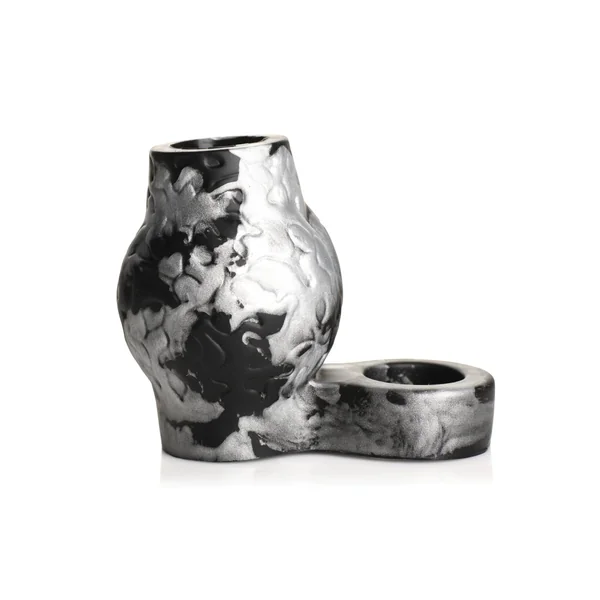 Creature Cocks Night Prowler Silicone Penis Sleeve & Ball Stretcher - Large, Silver/Black