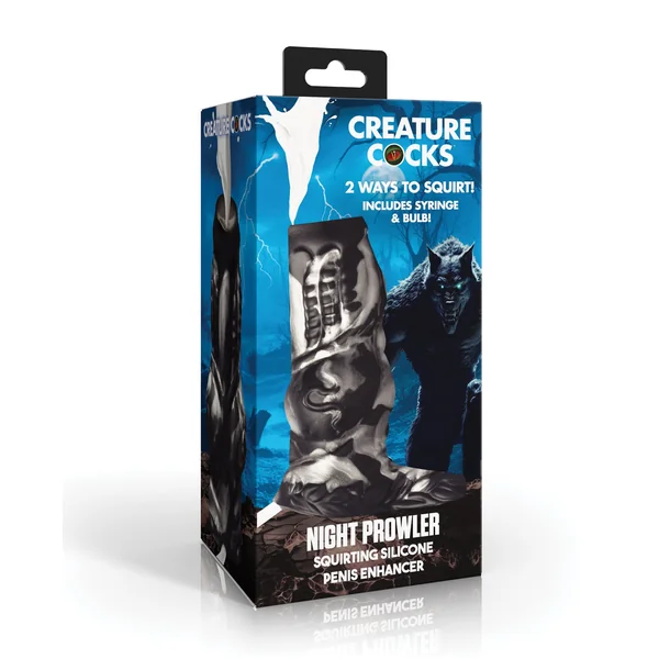 Creature Cocks Night Prowler Squirting 5 Inch Silicone Penis Enhancer - Silver