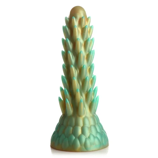 Creature Cocks Stegosaurus Spiky Reptile Silicone Dildo Gold Teal