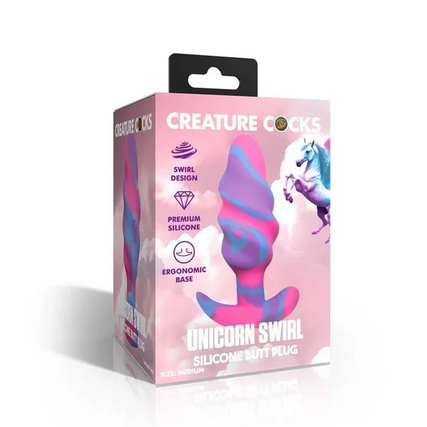 Creature Cocks Unicorn Swirl Silicone Anal Plug Medium by XR