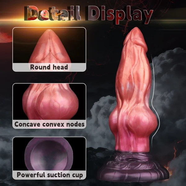 Crimson Silicone Knotted Fantasy Dildo - Insertable Vaginal Women Masturbating Suction Cup Sex Toy