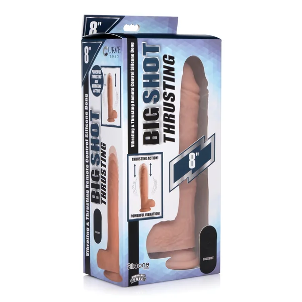 Curve Novelties Big Shot Thrusting Dildo W/remote Control - Flesh