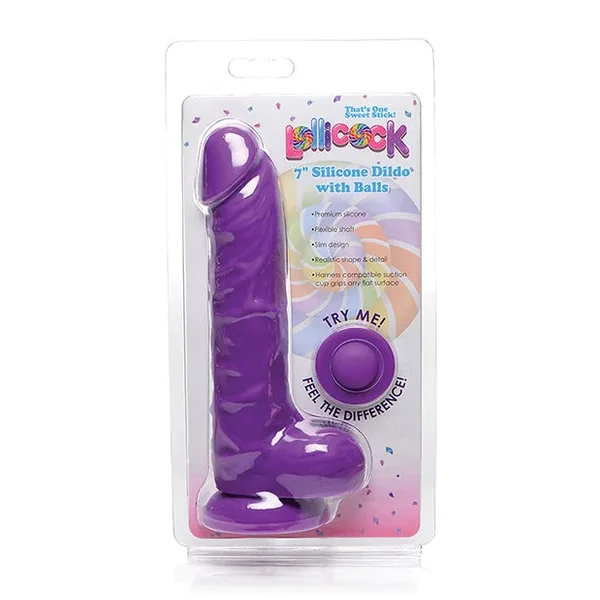 Curve Toys Lollicock 7″ Silicone Dildo w/Balls – Grape