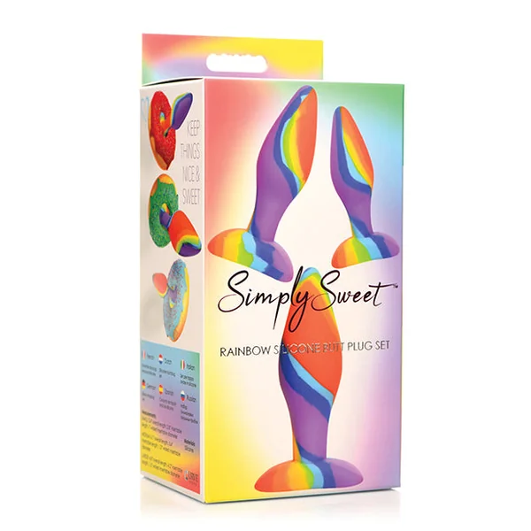 Curve Toys Simply Sweet Rainbow Silicone Butt Plug Set