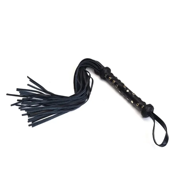 Dark Secret Collection Leather Studded Handle Flogger