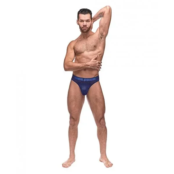 Diamond Mesh Thong Blue S/m