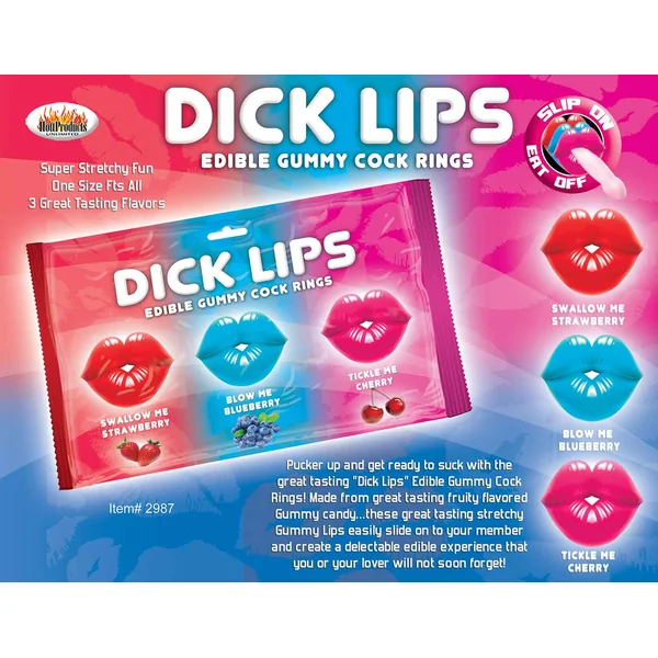 DICK LIPS GUMMY COCK RING 3PK