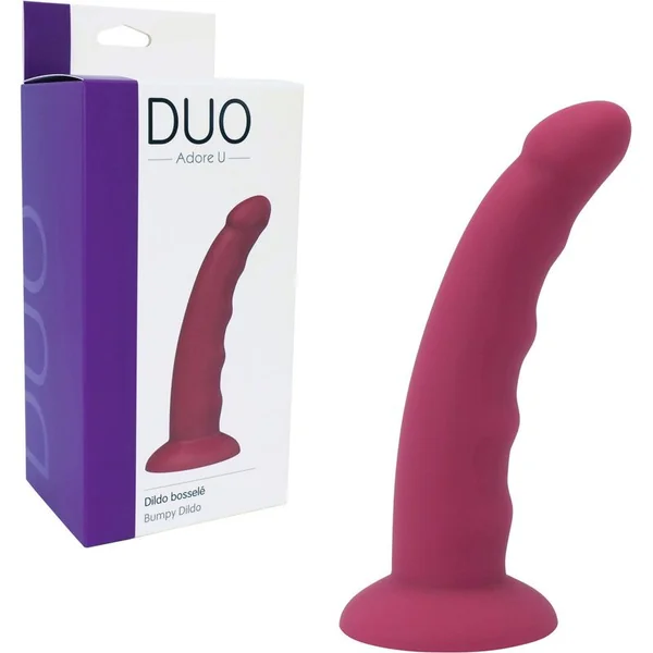 Dildo Bosselé Rouge - Adore U Duo | Silicone & Harness Compatible