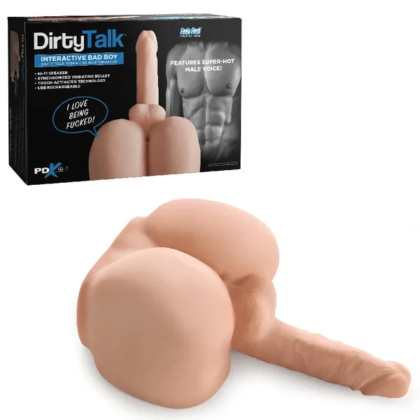 DIRTY TALK® Interactive Dual Density Rechargeable Bad Boy Vibrating Masturbator