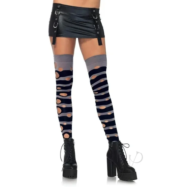 Distressed Striped Sexy Thigh High Stockings
