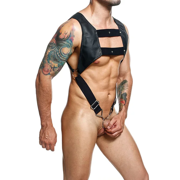 Dngeon Croptop Harness Cockring Black O-s