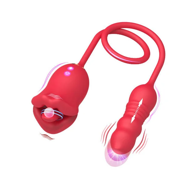 Double End Dildo Thrusting Clitoral Vibrator - G Spot Anal Stroker Clit Stimulator Oral Sex Toys