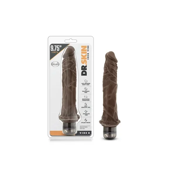 Dr. Skin – Cock Vibe 8 – 9.75 Inch Vibrating Cock – Chocolate