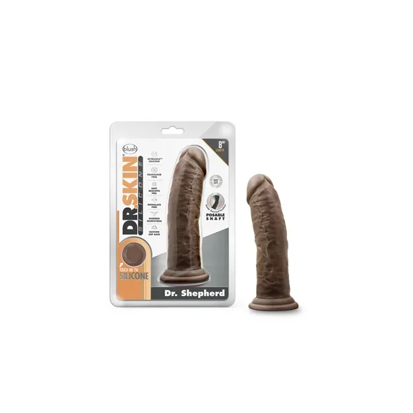 Dr. Skin Silicone – Dr. Shepherd – 8 Inch Dildo with Suction Cup – Chocolate