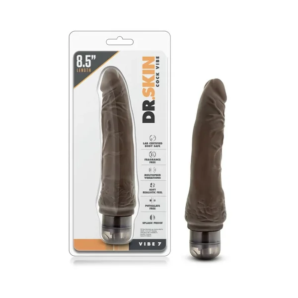 Dr. Skin Vibe 7 Realistic 8.5 in. Vibrating Dildo Brown