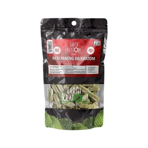 Earth Kratom 65ct Capsules Red Maeng Da