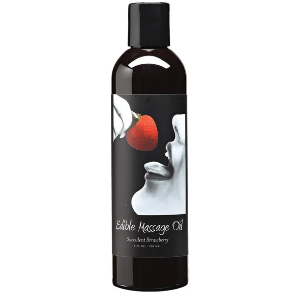 Earthly Body Hemp Edible Massage Oil - 8 Oz Strawberry