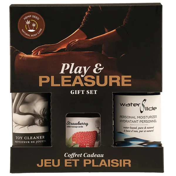 Earthly Body Play & Pleasure Set: Vanilla Scent - Strawberry