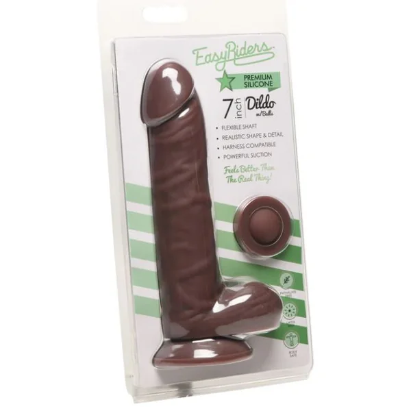 EASY RIDERS 7IN DILDO W/ BALLS SILICONE DARK