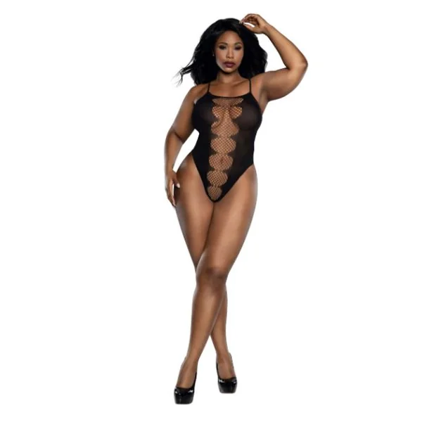 EASY TEDDY W/ FISHNET PEEK A BOO BLK X/
