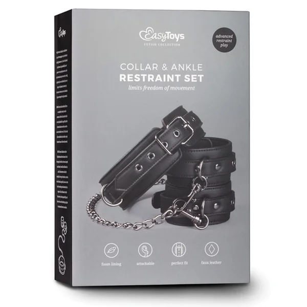 Easy Toys Faux Leather Collar W-anklecuff - Black