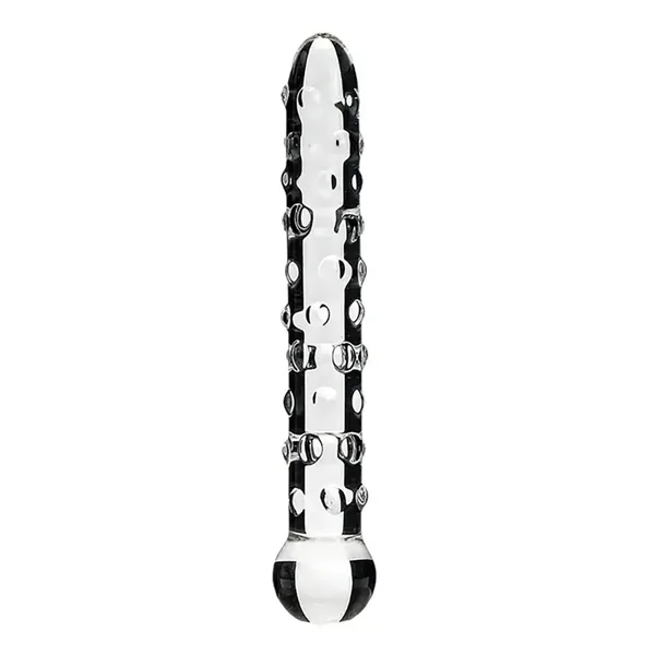 Elegant Glass Threaded Anal Plug With Heart-Shaped Beads Stimulator