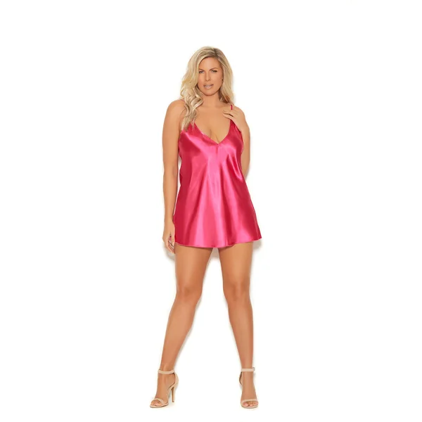 Elegant Moments Charmeuse Chemise With Deep V Front And Adjustable Straps