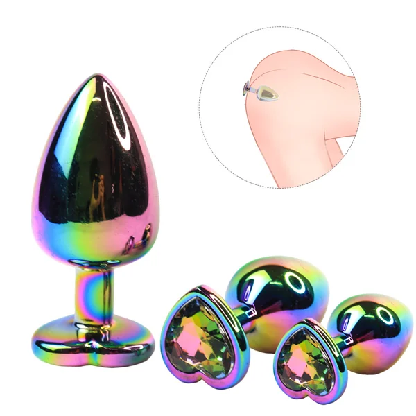 EmberIntimacy's Aurora - The Iridescent Jeweled Metal Anal Plug Trio