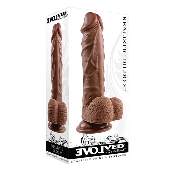 Evolved 8" Realistic Dildo W-balls - Dark