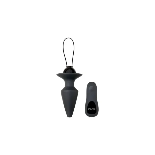 Evolved Plug & Play Rechargeable Remote-Controlled Vibrating Silicone Anal Plug, Black