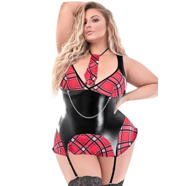 Exposed Lingerie Flirty School Girl Freshman Red Queen