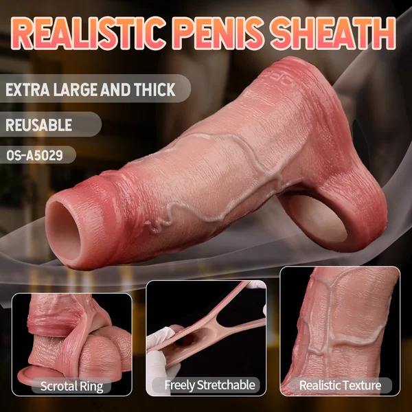 FAAK 5029 Cock Realistic Open tip penis Sleeve Penis Extender for men