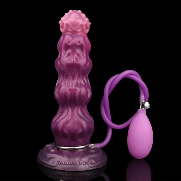 Fantasy Beaded Inflatable Dildo - Purple Silicone Female Masturbation Expanding Toy