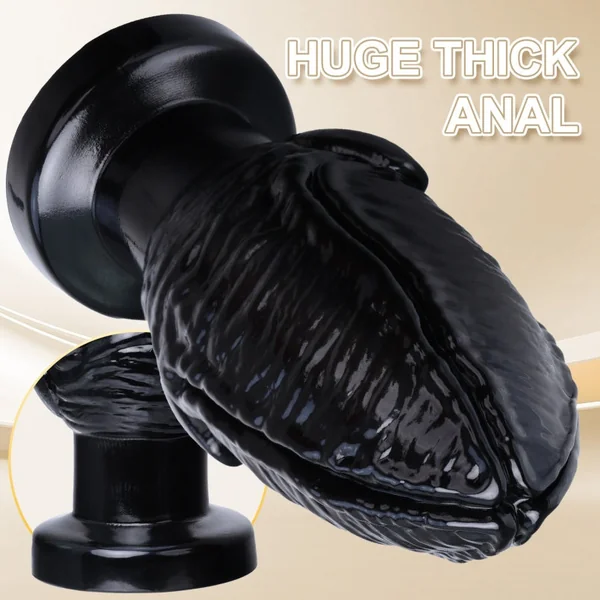Fantasy Blooming Anal Huge Thick Dildo – Black Silicone Expanding Fisting-Inspired Buttplug
