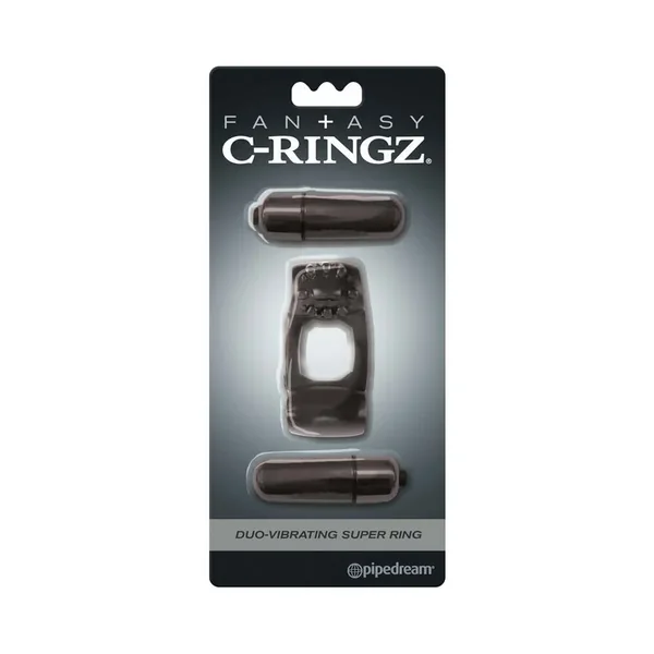 Fantasy C-Ringz Duo-Vibrating Super Ring With Dual Bullets Black