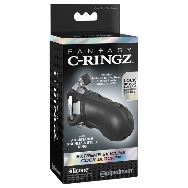 Fantasy C-Ringz Extreme Silicone Cock Blocker - Black