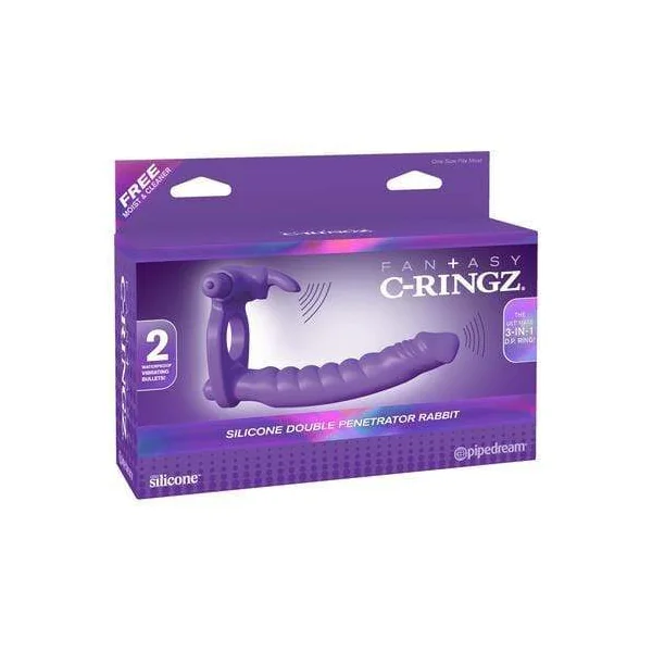 Fantasy C-Ringz Silicone Double Penetrator Rabbit - Purple