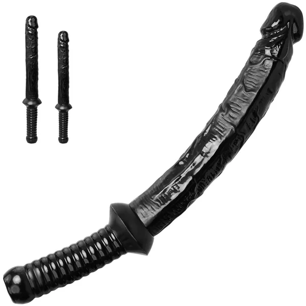Fantasy Handheld Long Dildo – Realistic Black Silicone Anal Dildo for Deep Exploration