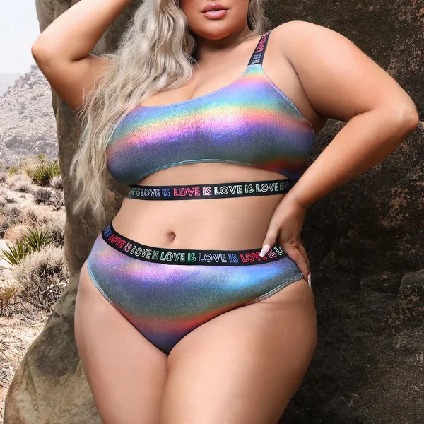 Fantasy Lingerie Vibes Love is Love Crop Top & Panty - Curvy