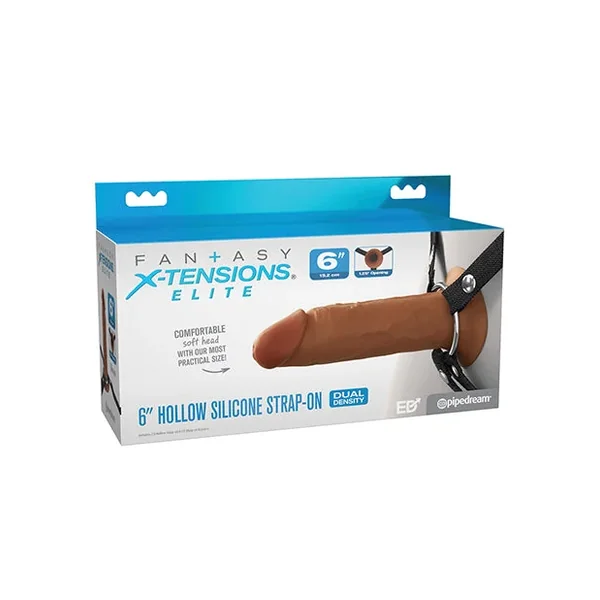 Fantasy X-tensions Elite 6″ Silicone Hollow Strap-on w/Harness – Brown