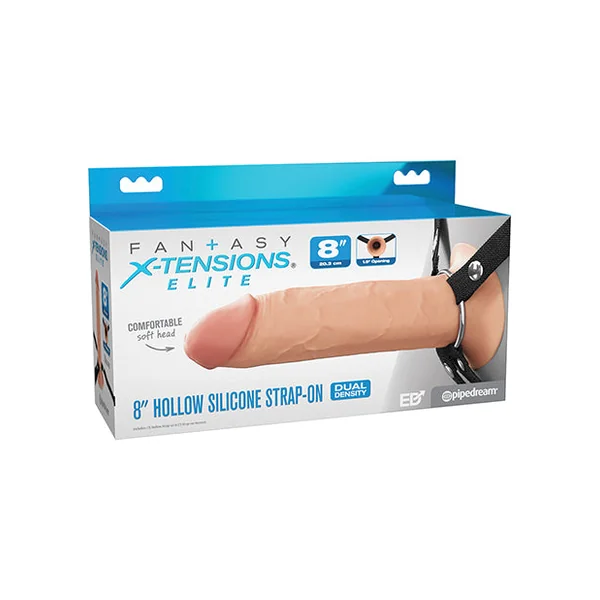 Fantasy X-Tensions Elite 8" Silicone Hollow Strap-on w/Harness - Light