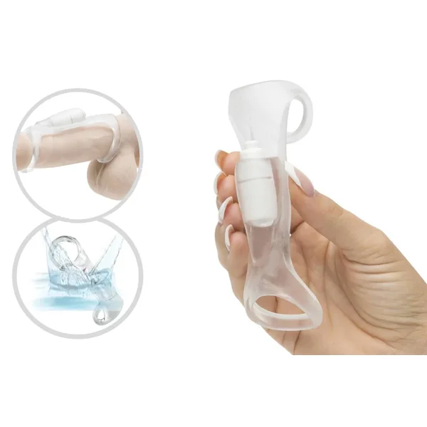 Fantasy Xtensions Vibrating Cock Sling Penis Sleeve Waterproof Clear 5.5 Inch
