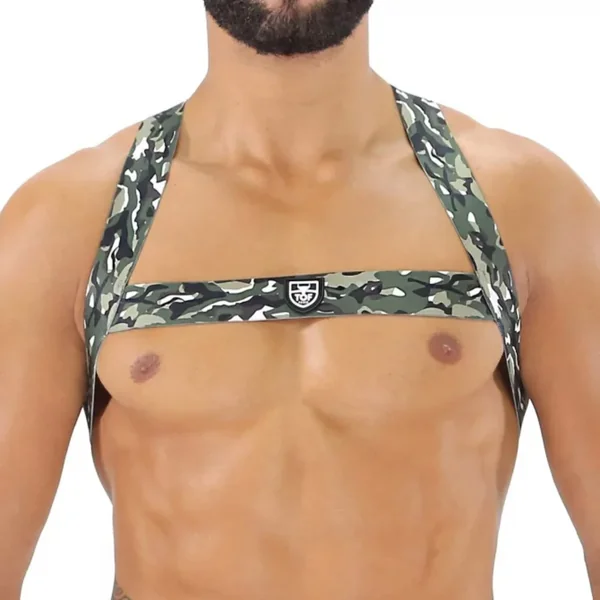 Fetish Elastic Harness Khaki Camouflage – Size : XS/S