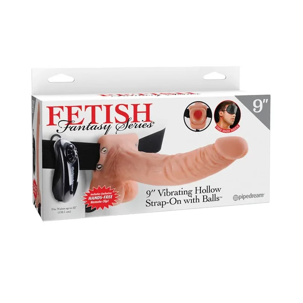Fetish Fantasy Series 9″ Vibrating Hollow Strap On w/Balls – Flesh