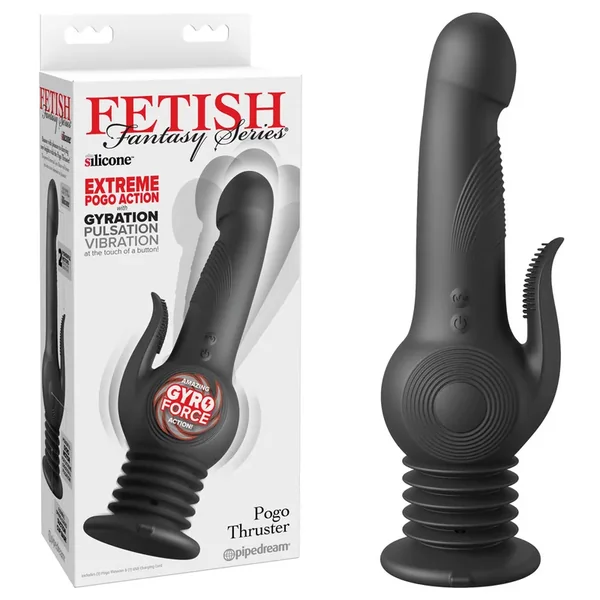 Fetish Fantasy Series Pogo Thruster – Black USB Rechargeable 23.5 cm Gyrating Rabbit Vibrator
