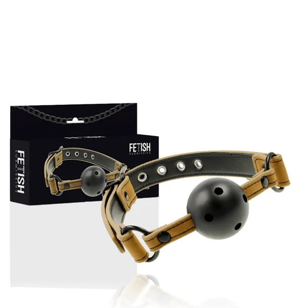 Fetish submissive origin breathable ball gag BDSM adult toy bondage vegan leather