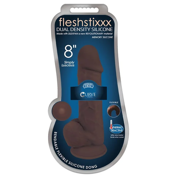 FLESHSTIXXX 8IN SILICONE DILDO W/ BALLS CHOCOLATE