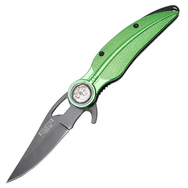 Folding Knife 8″ Green Handle Black Blade