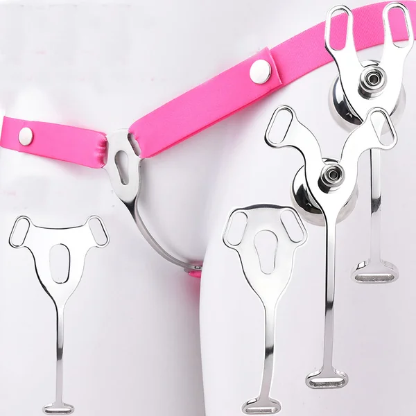 FRRK Sissy Elastic Belt Metal Vagina Clip Restraints Chastity Devices