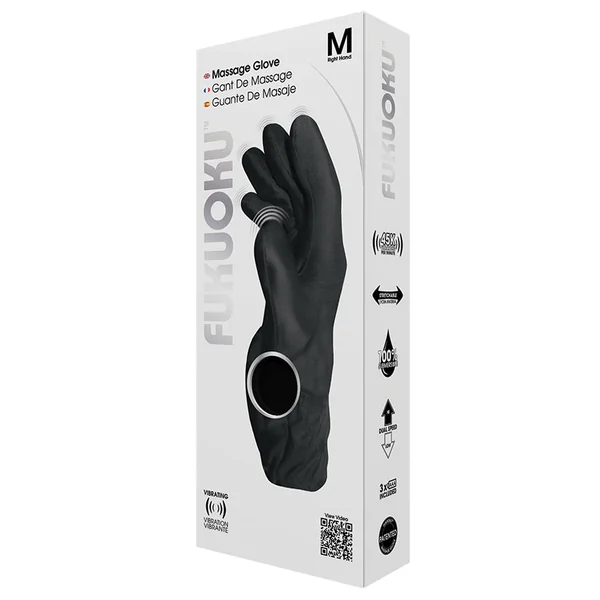 Fukuoku Five Finger Vibrating Massage Glove - Black Right Hand